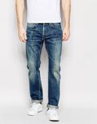 Edwin Jeans Ed-55 Selvage Relaxed Tapered White Listed Mid Sifted Used - Mid Sifted Used