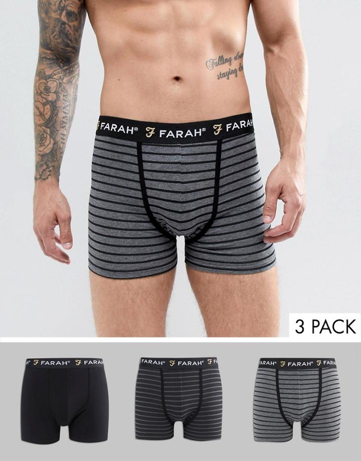 Farah Admirality 3 Pack Boxer Shorts - Black