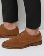 Asos Lace Up Shoes In Tan Suedette With Contrast Details - Tan