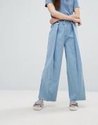 Weekday Pleated Wrap Front Wide Leg Jean - Blue