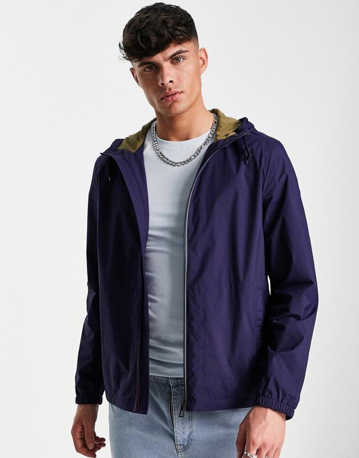 Ps Paul Smith Zip Through Hooded Jacket In Navy-blue