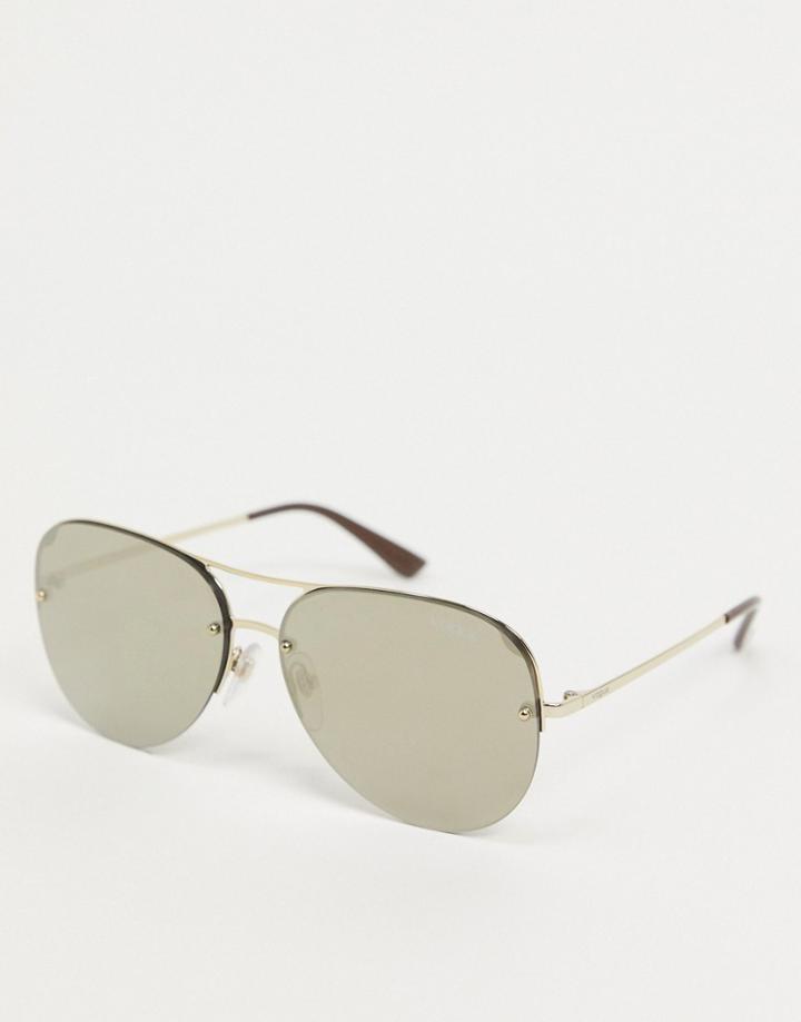 Vogue Round Aviator Sunglasses In Gold