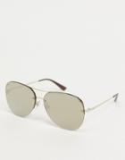 Vogue Round Aviator Sunglasses In Gold