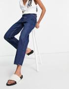 Topshop Straight Jeans In Indigo-blues