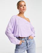 River Island Off-shoulder Satin Top In Purple