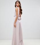 Tfnc Sateen Bow Back Maxi Bridesmaid Dress In Pink - Pink