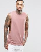 Asos Sleeveless T-shirt With Extreme Dropped Armhole In Pink - Pink