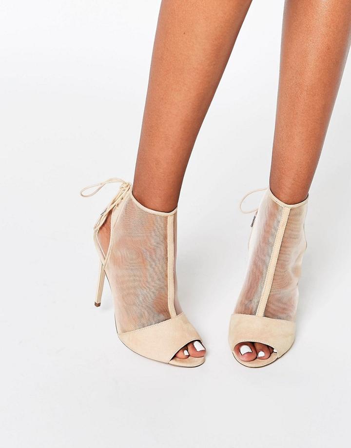 Asos Elizabeth Peep Toe Mesh Shoe Boots - Beige