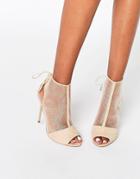 Asos Elizabeth Peep Toe Mesh Shoe Boots - Beige