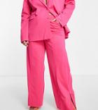 Extro & Vert Plus Slouchy Wide Leg Pants With Leg Split In Hot Pink