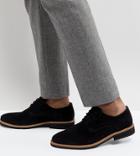 Silver Street Wide Fit Lime Derby Shoes In Black Sued - Black
