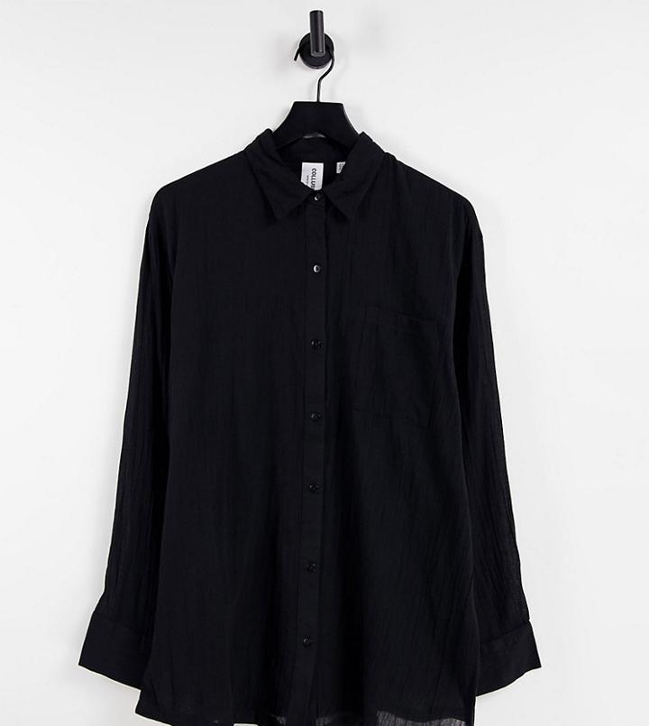 Collusion Oversized Shirt In Black - Part Of A Set