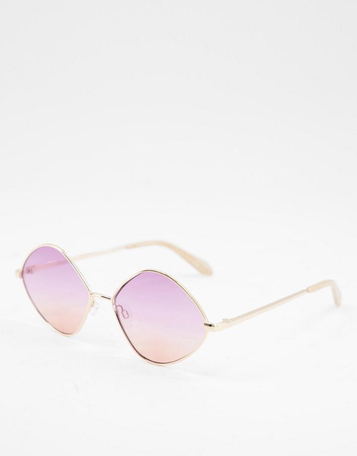 Quay It's A Look Diamond Sunglasses With Ombre Lilac Lens In Gold