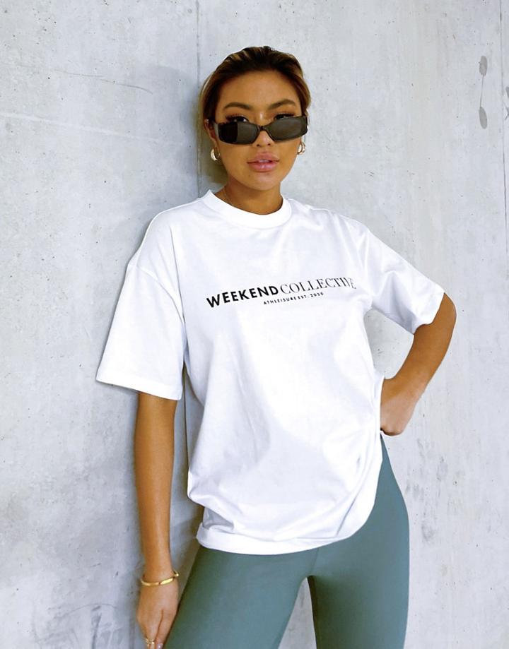 Asos Weekend Collective Boxy T-shirt With Logo In White