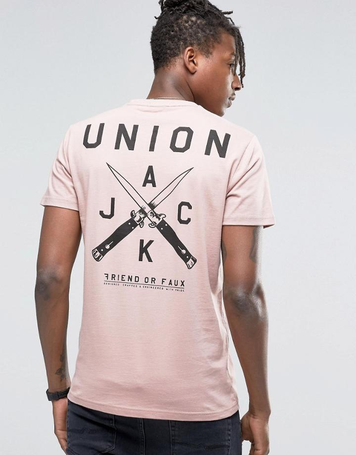 Friend Or Faux Back Print T-shirt - Pink