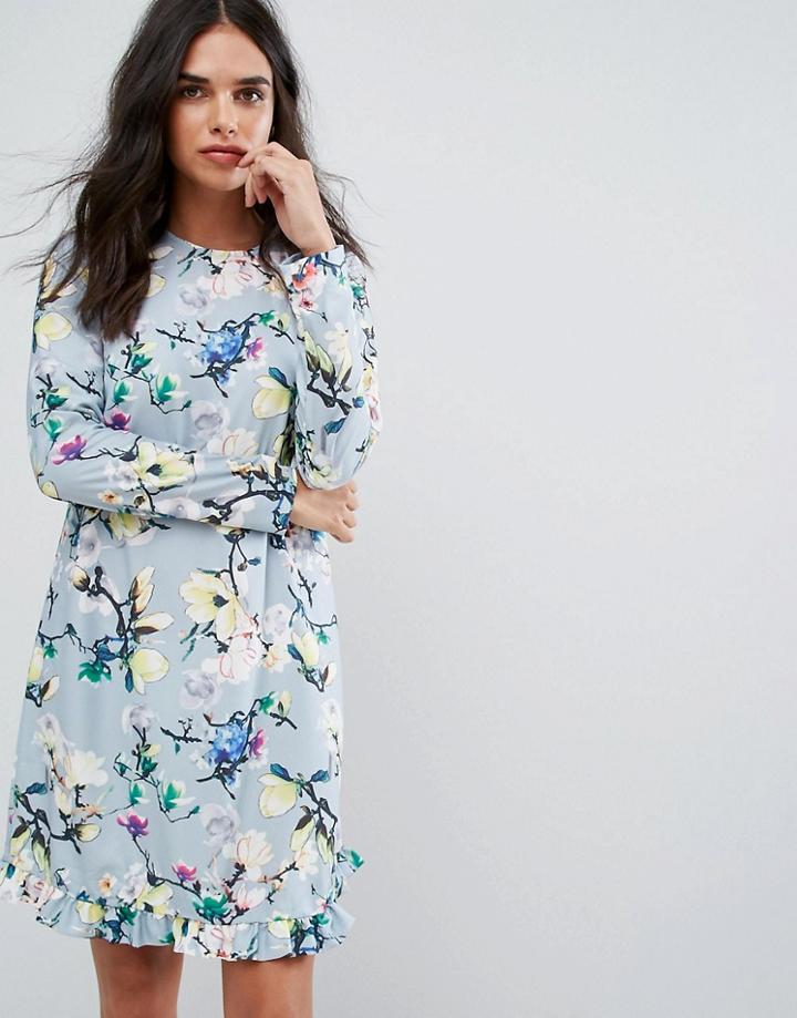 Y.a.s Floral Print Shift Dress - Gray