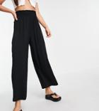 Asos Design Tall Culotte Pant With Shirred Waist In Black