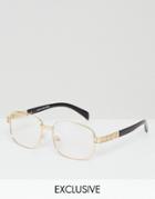 Reclaimed Vintage Inspired Square Clear Lens Glasses In Gold - Gold