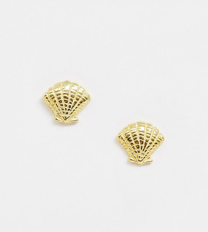 Kingsley Ryan Sterling Silver Gold Plated Shell Stud Earrings - Gold