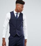 Asos Tall Slim Suit Vest In Navy - Navy