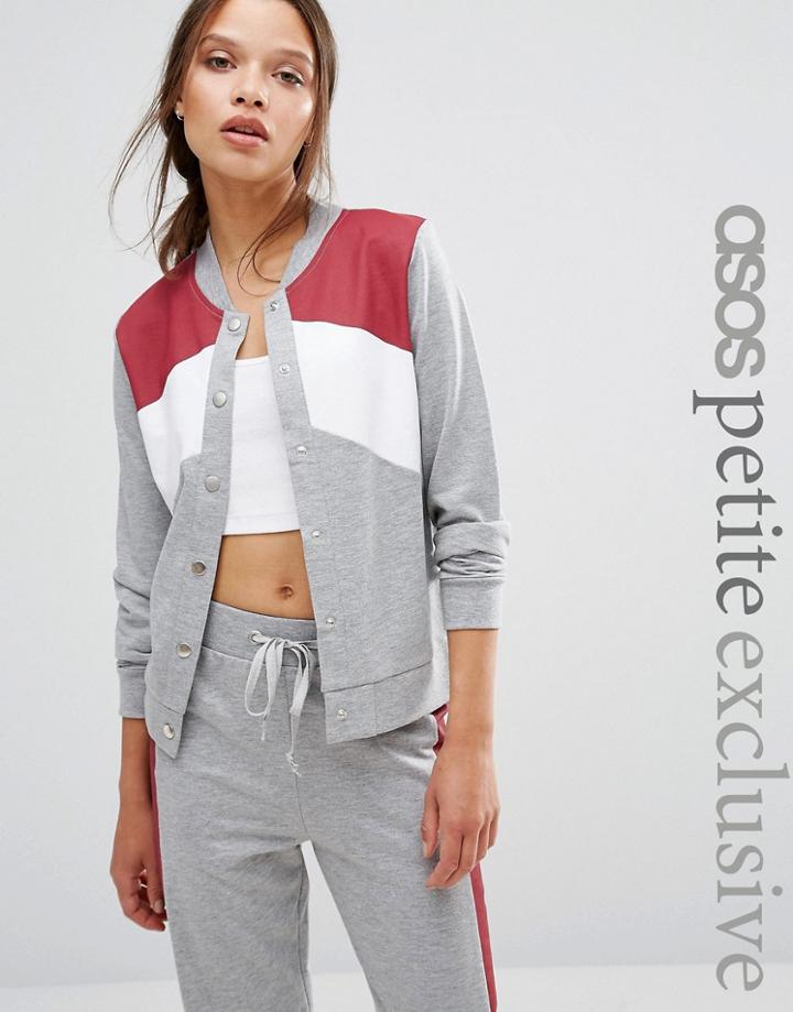 Asos Petite Bomber Jacket In Color Block Co-ord - Multi