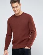 Burton Menswear Crew Neck Sweater In Texture - Brown