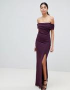 Ax Paris Bardot Maxi Dress - Purple