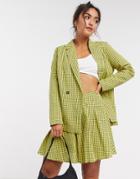Daisy Street Oversized Blazer In Check Two-piece-yellow