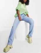 Dr Denim Dixy Straight Leg Low Rise Jeans In Light Blue Wash