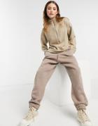 Asos Design Sweater With Zipper And Wide Sleeves In Stone-neutral