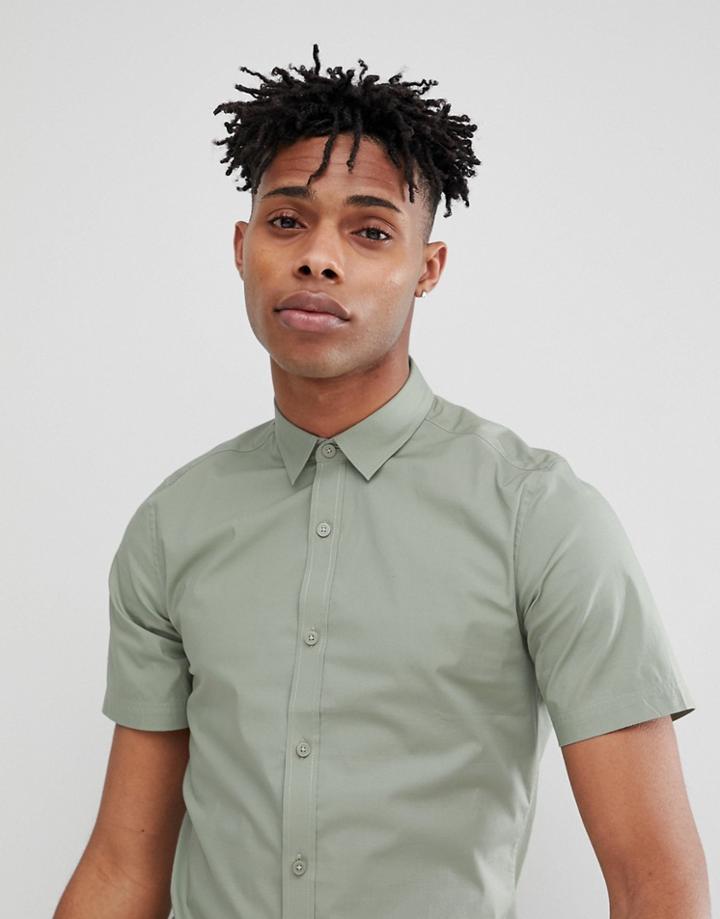 Only & Sons Slim Fit Short Sleeve Shirt - Green