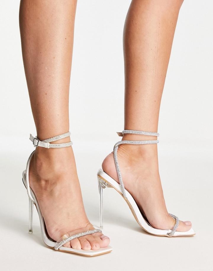 Be Mine Bridal Emberly Clear Heeled Sandals With Crystal Detail-white