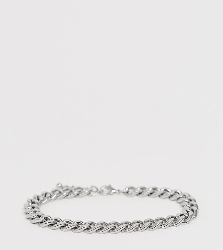 Asos Design Plus Midweight Chain Bracelet In Silver Tone - Silver