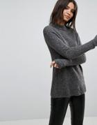 B.young Fluffy Mohair Mix Sweater - Gray