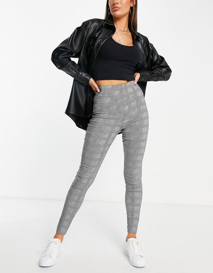 Vila Skinny Pants In Mono Check-multi