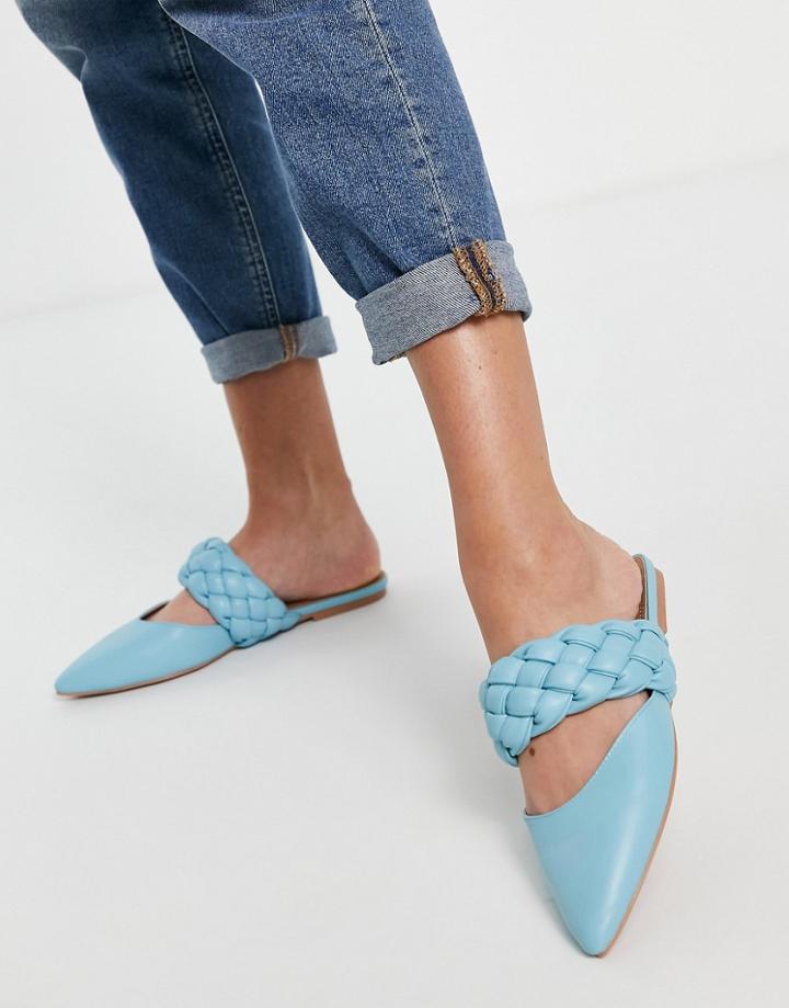 Asos Design Leta Braided Strap Mules In Blue-blues
