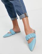 Asos Design Leta Braided Strap Mules In Blue-blues