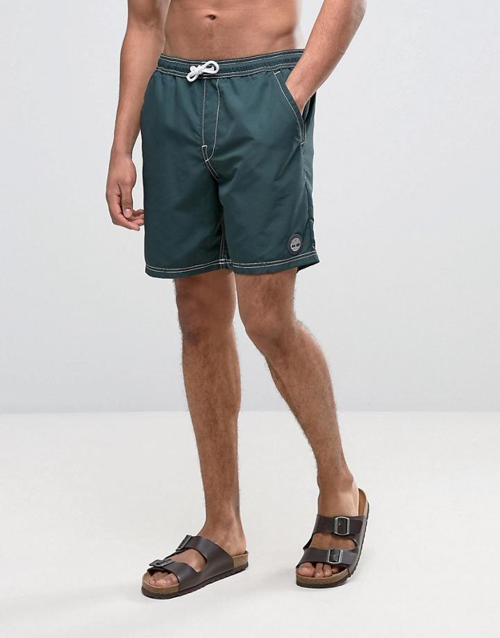 Timberland Small Logo Swim Shorts In Green - Green