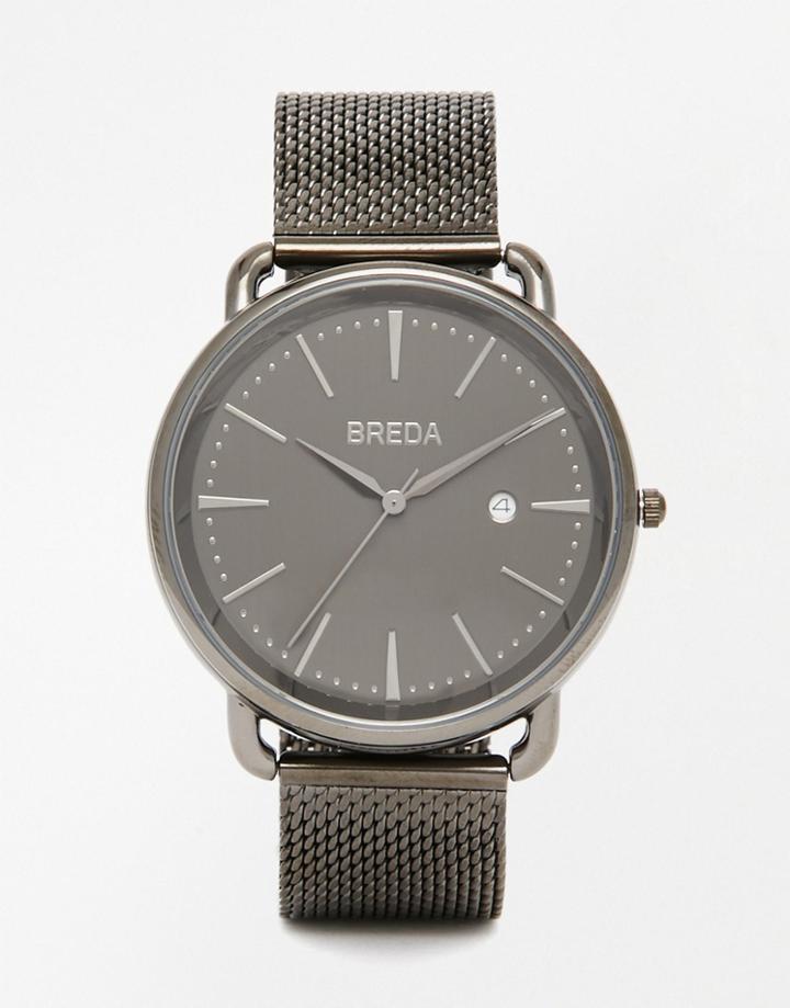 Breda Linx Mesh Black Watch In Stainless Steel - Black