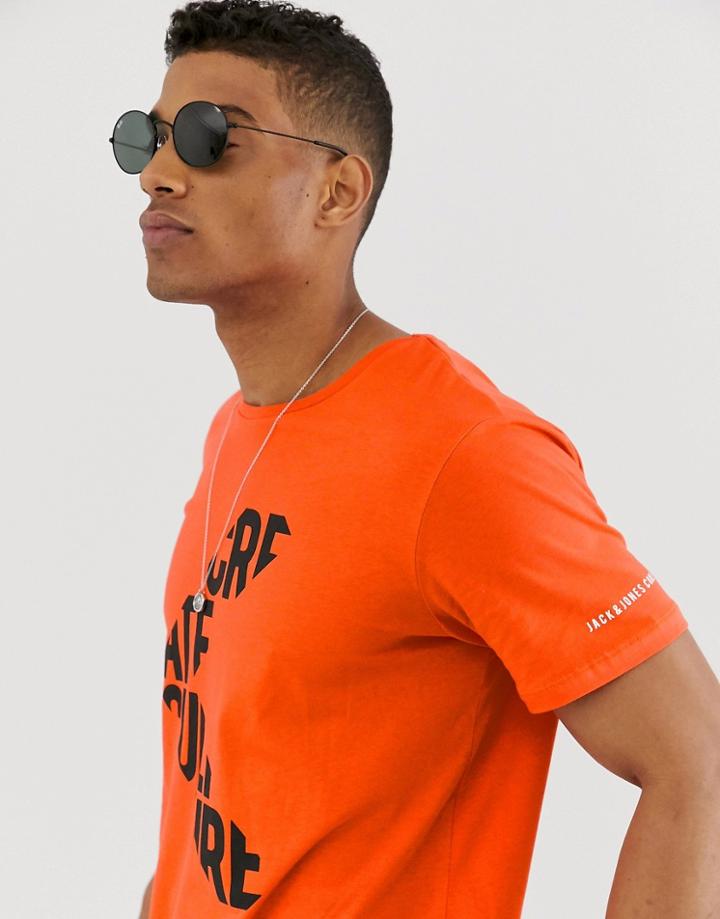 Jack & Jones Core Printed Longline T-shirt In Red - Red