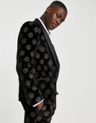 Twisted Tailor Westgate Skinny Suit Jacket In Black With Gold Star Foil Print