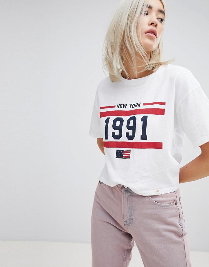 Pull & Bear New York 1991 Tee - White