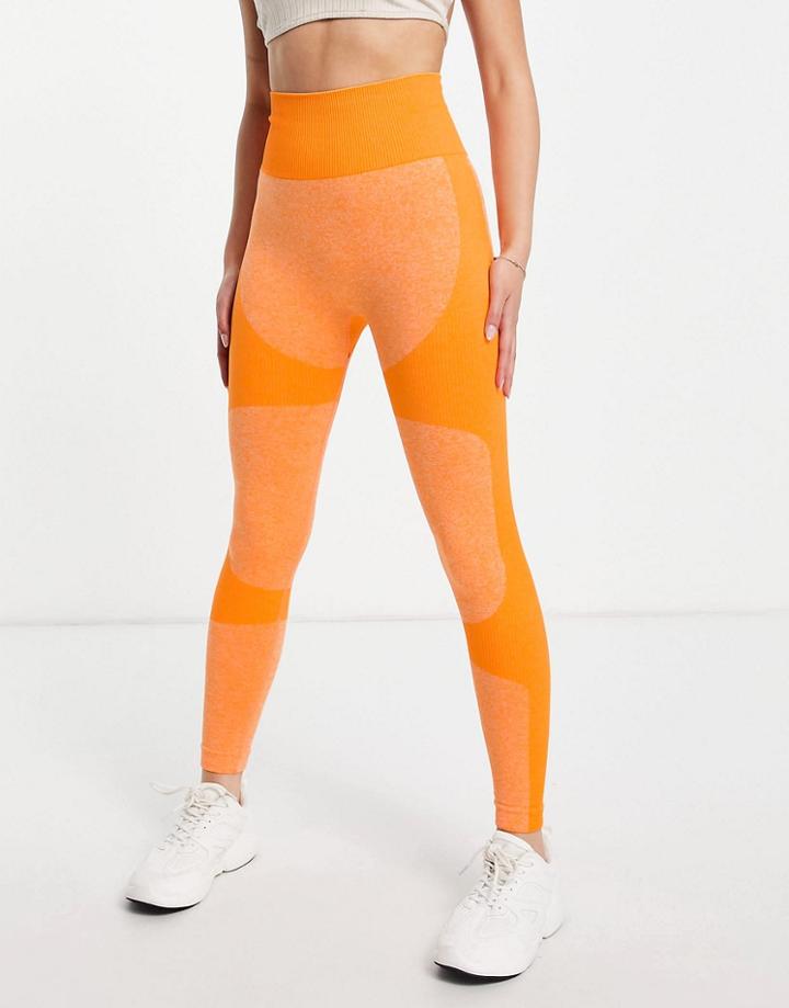 Love & Other Things Gym Seamless Contrast Leggings In Tangerine-orange