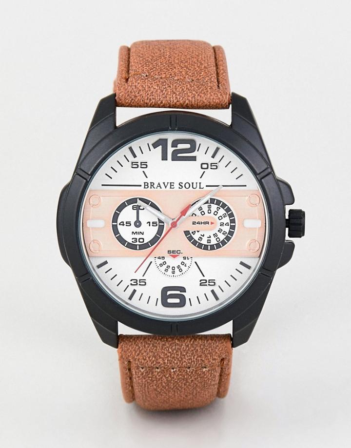 Brave Soul Chronograph Watch With Tan Strap - Tan
