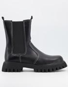 Koi Footwear Vegan-friendly Leather Chunky Pull Up Chelsea Boots In Black