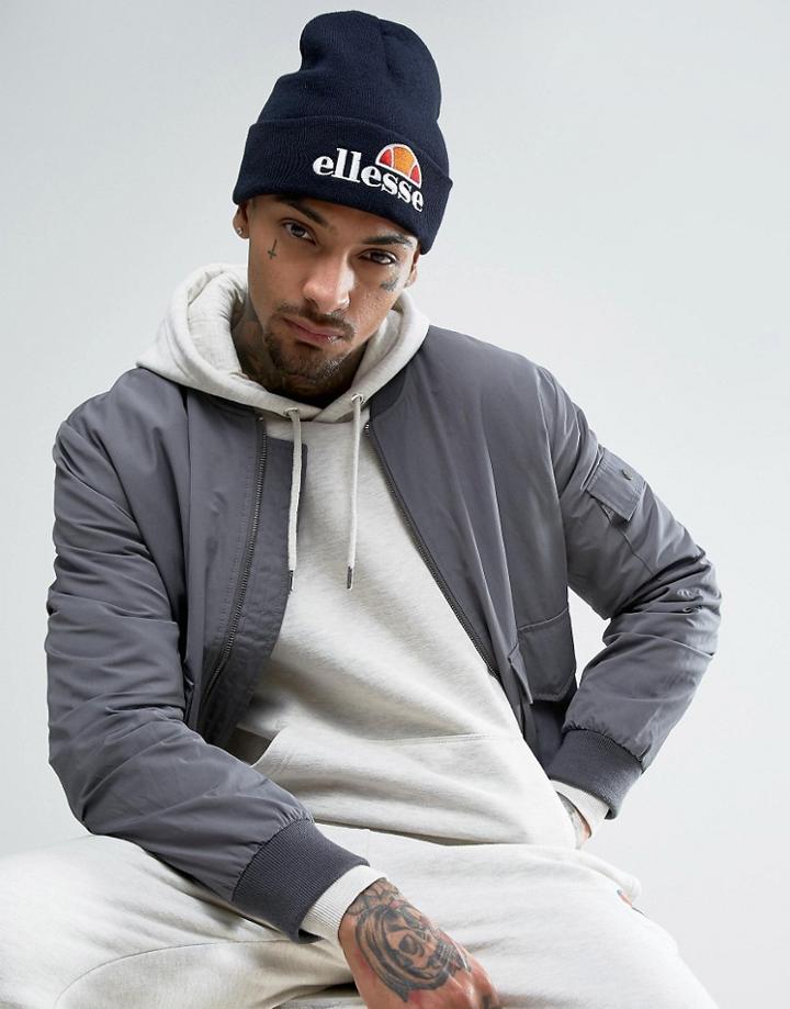 Ellesse Beanie With Script Logo - Navy