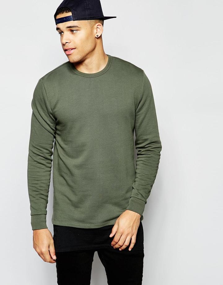Asos Sweatshirt In Khaki - Khaki