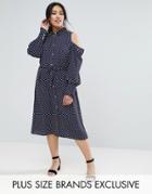 Unique 21 Hero Cold Shoulder Spot Swing Dress - Navy