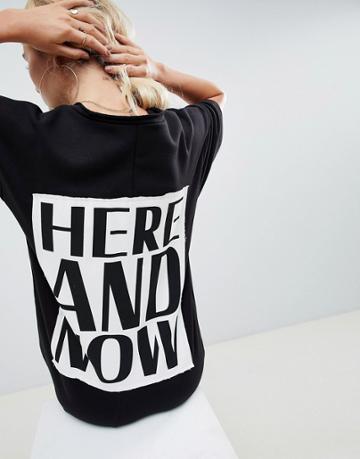 Asos Design Here And Now V Neck Sweat Dress - Black