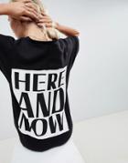 Asos Design Here And Now V Neck Sweat Dress - Black